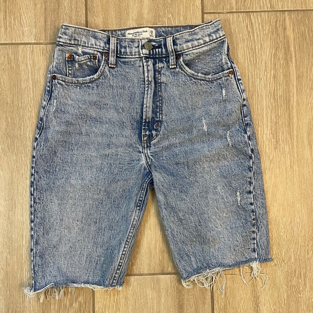 Abercrombie 90s Skinny Jeans Cutoff Jorts Womens 25 Light Wash Denim Shorts